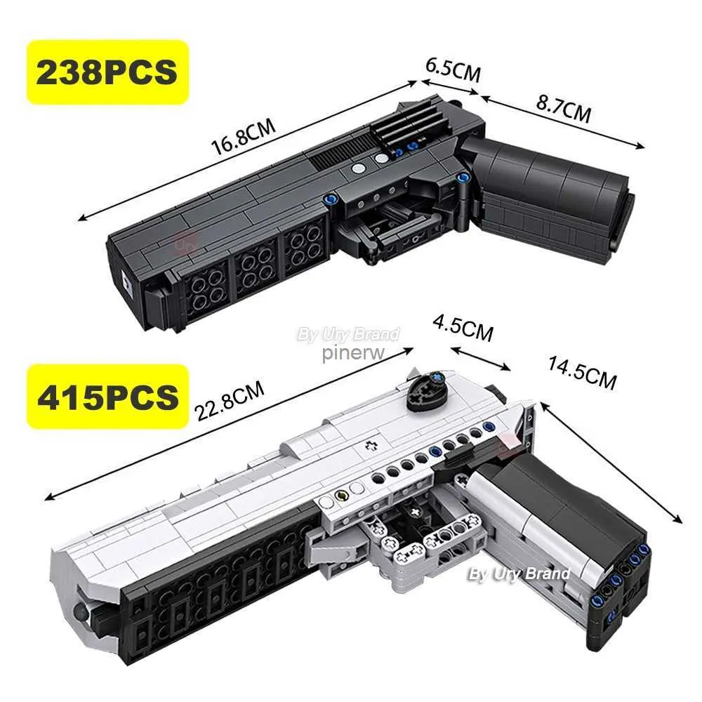 Bloki techniczne zestawy broni pustynnej pistoletu orła 3 style zestawy pistoletu DIY Model Fire Bullets Bluks Budowa zabawki dla dzieci Prezenty