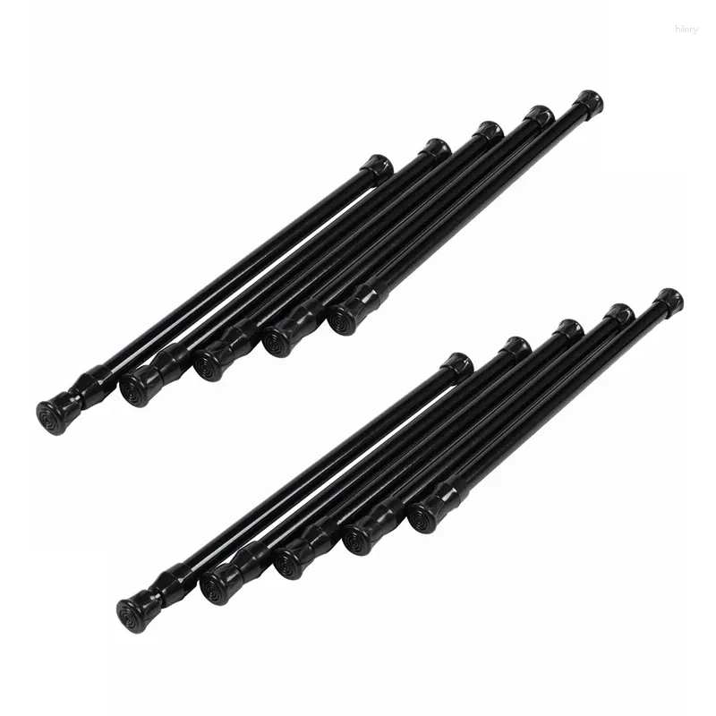 Shower Curtains 10 Pack Cupboard Bars Tensions Rod Spring Curtain For DIY Projects Extendable Width 11.81 To 20 Inches (Black)