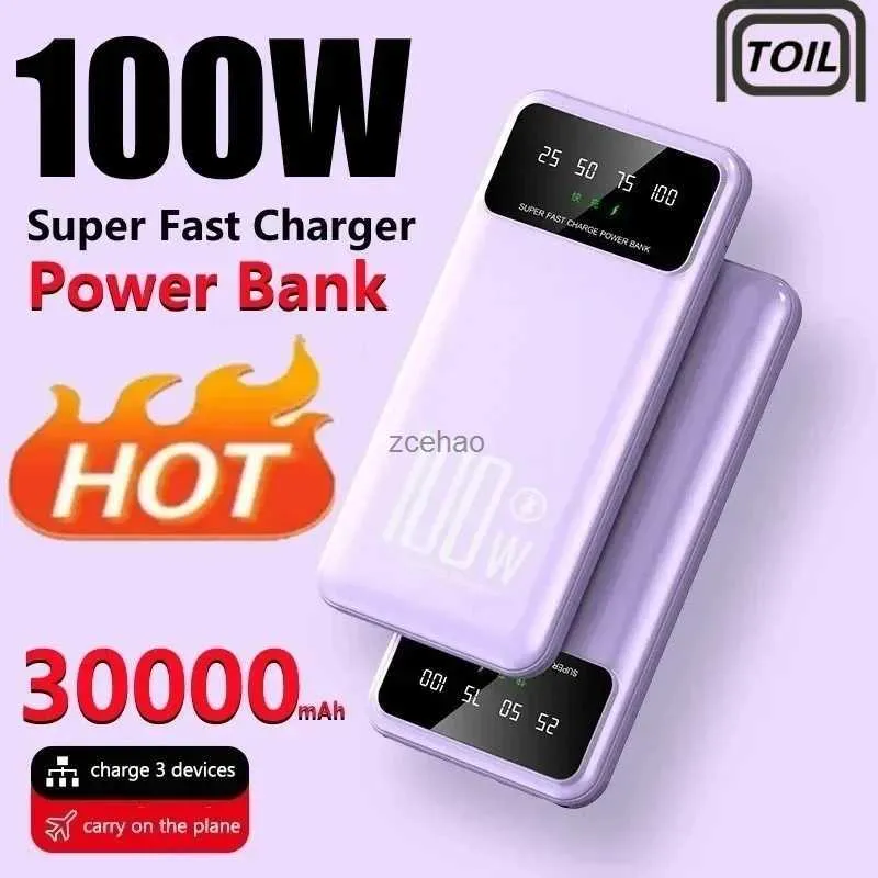 Banki zasilania telefonu komórkowego 30000 mAh Power Bank Portable ładowarka cyfrowa Wyświetlacz Zewnętrzny Bateria 2 USB LED Bank dla Samsung