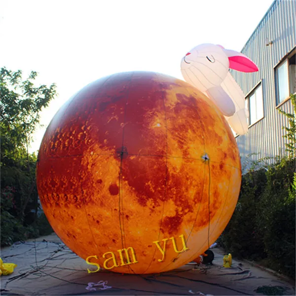 Planètes terrestres gonflables de lune gonflable géante de haute qualité et lapin gonflable pour la décoration, vente en gros
