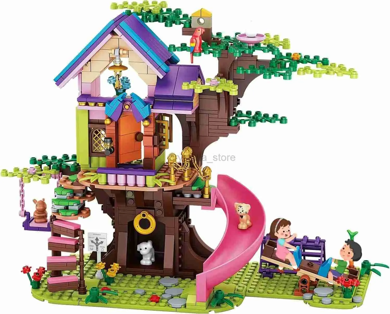 Blocos Tree House STEM Building Toy Conjunto de construção criativa 642PCS Forest House Building Bricks Treehouse com animais com caixa 240120