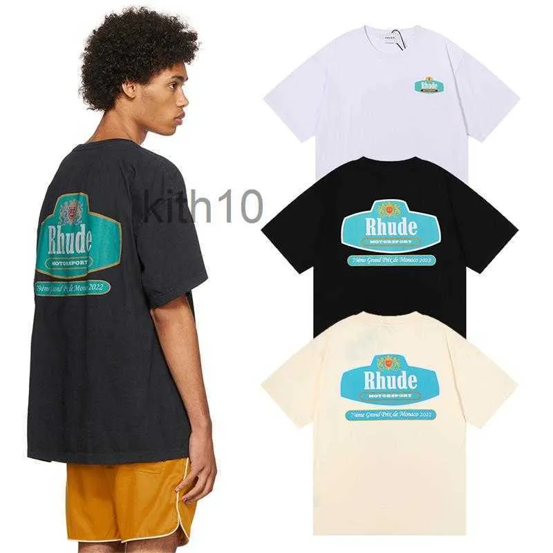 Designer Fashion Clothing Tees Hip Hop Tshirts Rhude Print Meidian Loose Label Men Women's Couples Summer Pure Cotton T-shirt Trend Streetwear Tops Sportswear 05t7