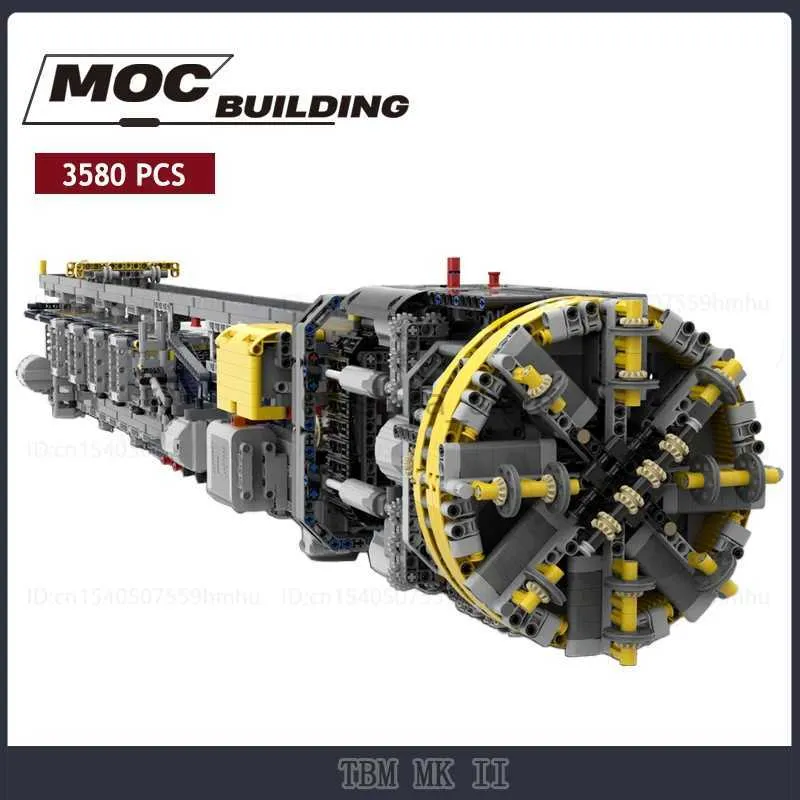 Blocchi MOC Building Blocks TBM MK II Modello Alesatrice Motore Tecnologia Mattoni Assemblaggio fai da te Collezione Giocattoli Puzzle creativi Regali 240120