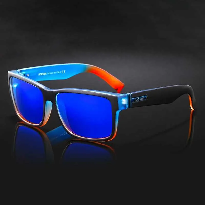 Sonnenbrille KDEAM Sport Herren Spiegel Polarisierte Sonnenbrille Blautöne Markendesigner Rechteck Outdoor Fahren Sonnenbrille Frauen mit Box YQ240120