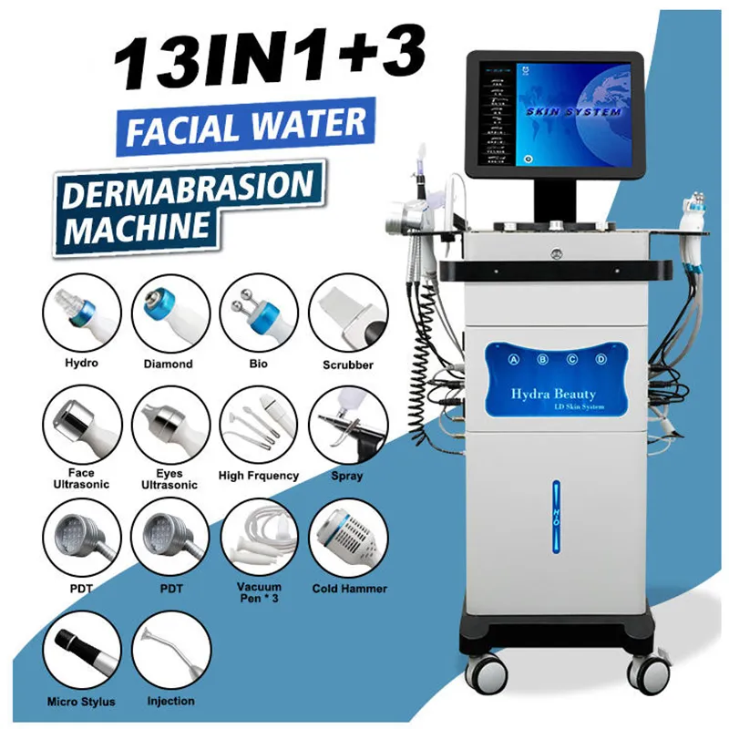 14 I 1 Aqua Hydra Dermabrasion Skin Clean Bipolar RF Drawing Dermabrasion Diamond Hydro Microdermabrasion Face Machine