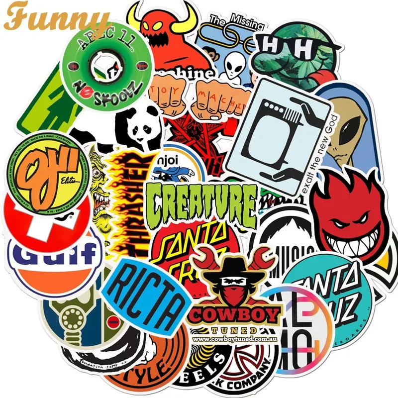 50 stuks mode autostickers graffiti stickers sticker sticker voor gitaar laptop macbook waterbeker bagage koelkast skateboard fiets