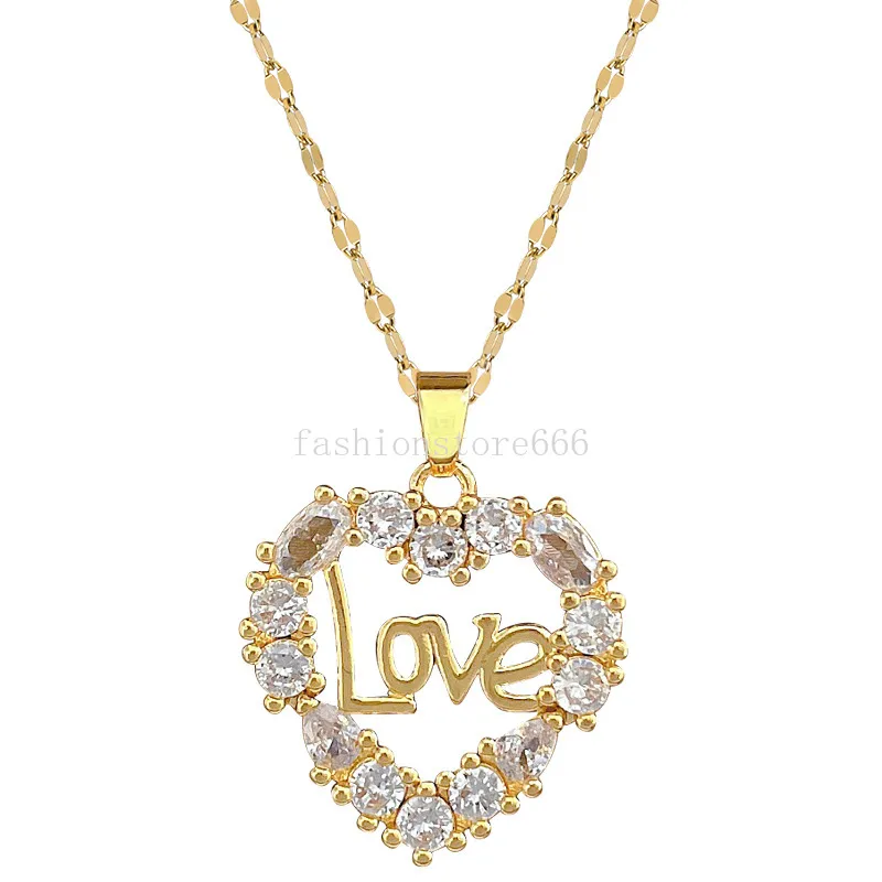 Sparking Hearts Necklace Pendant Women Stainless Steel Clear CZ Chain Pendant Necklaces Fashion Jewelry accesorios muje