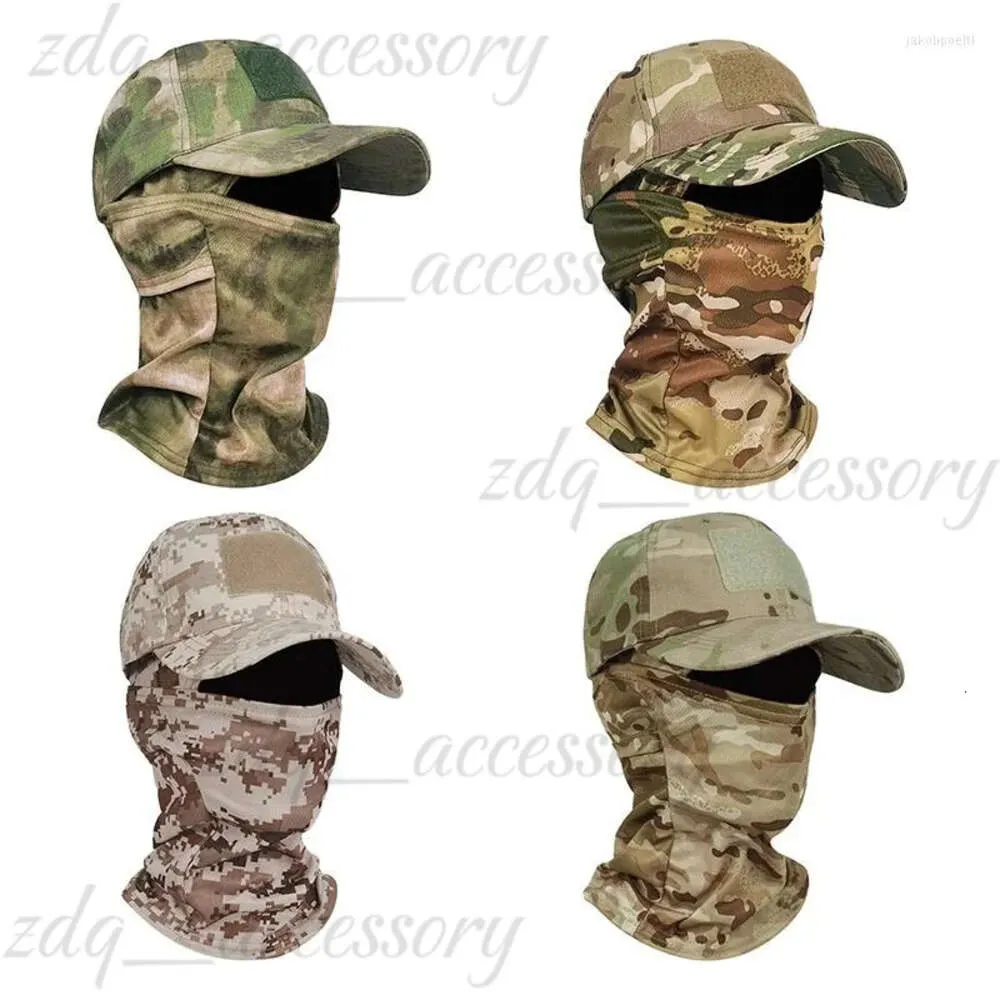 Visors Summer Camouflage Baseball Cap with Full Face Mask Scaf Bicycle Sports Cover Hiking Tactical Military Balaclava Hat 873