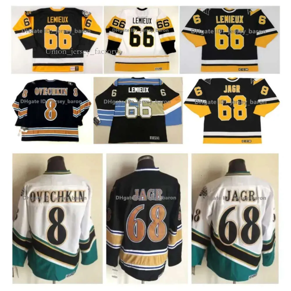 CCM Lemieux Penguins Hóquei Jersey Jaromir Jagr Capitals 8 Alex Ovechkin Preto Branco Tamanho M-XXXL 8682