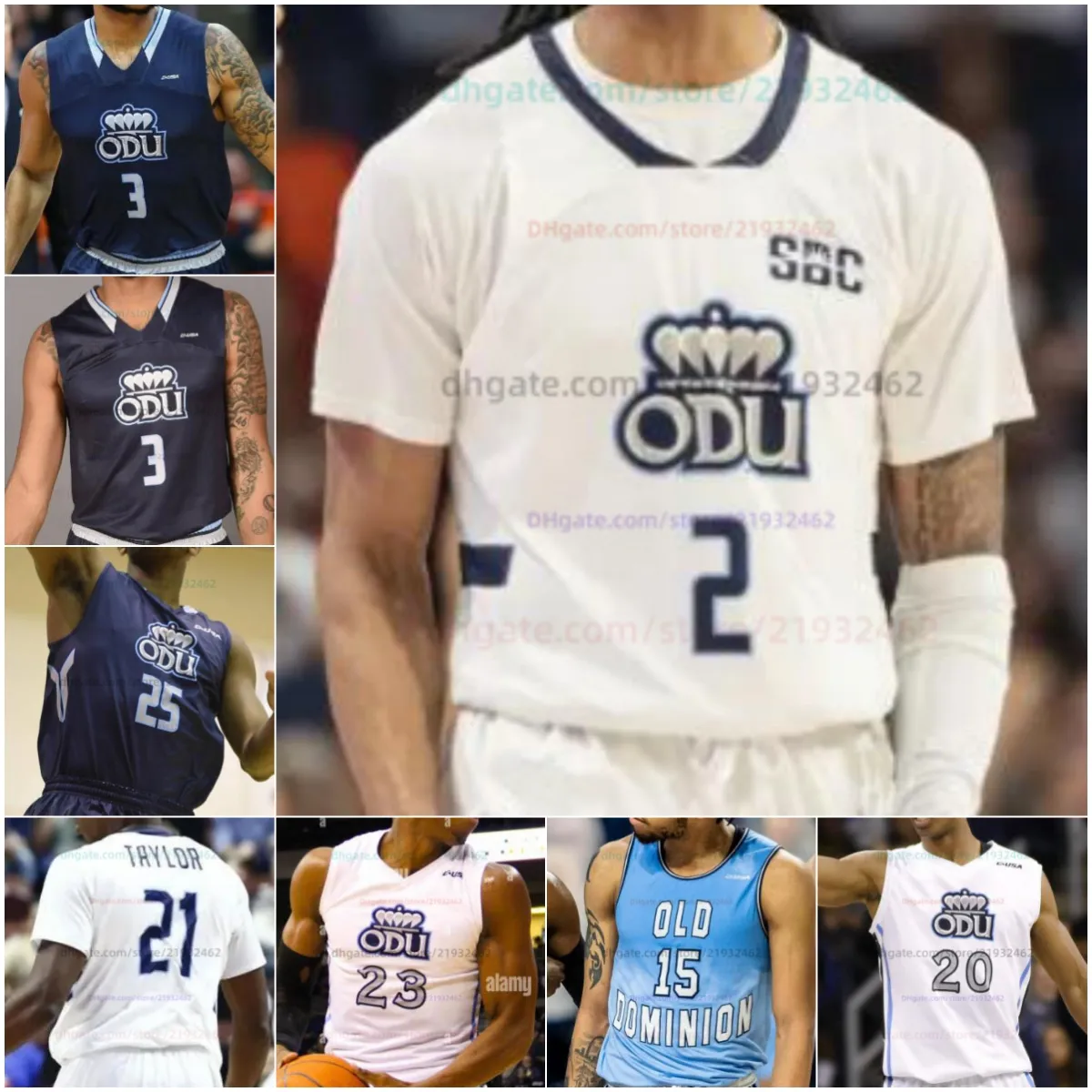 Maillot de basket-ball Old Dominion Maillot cousu NCAA N'importe quel numéro de nom Hommes Femmes Jeunes brodés 35 Jaylen Jenkins 55 Bryce Baker 2 Chaunce Jenkins 1 Jason Wade