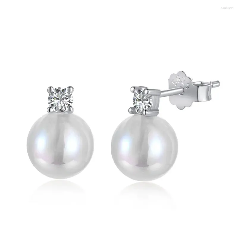 Boucles d'oreilles en argent 925 pour femmes, Micro ensemble de perles rondes en Zircon, aiguille nourrissante pour oreilles d'eau douce