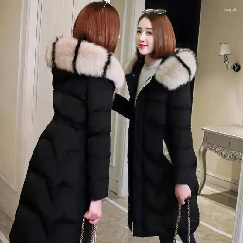 Women's Trench Coats 2024 Parka Women Fashion Winter Puffer Jacket Cotton Padded Warm Thicken Ladies Long Loose Leisure Pockets Hooded