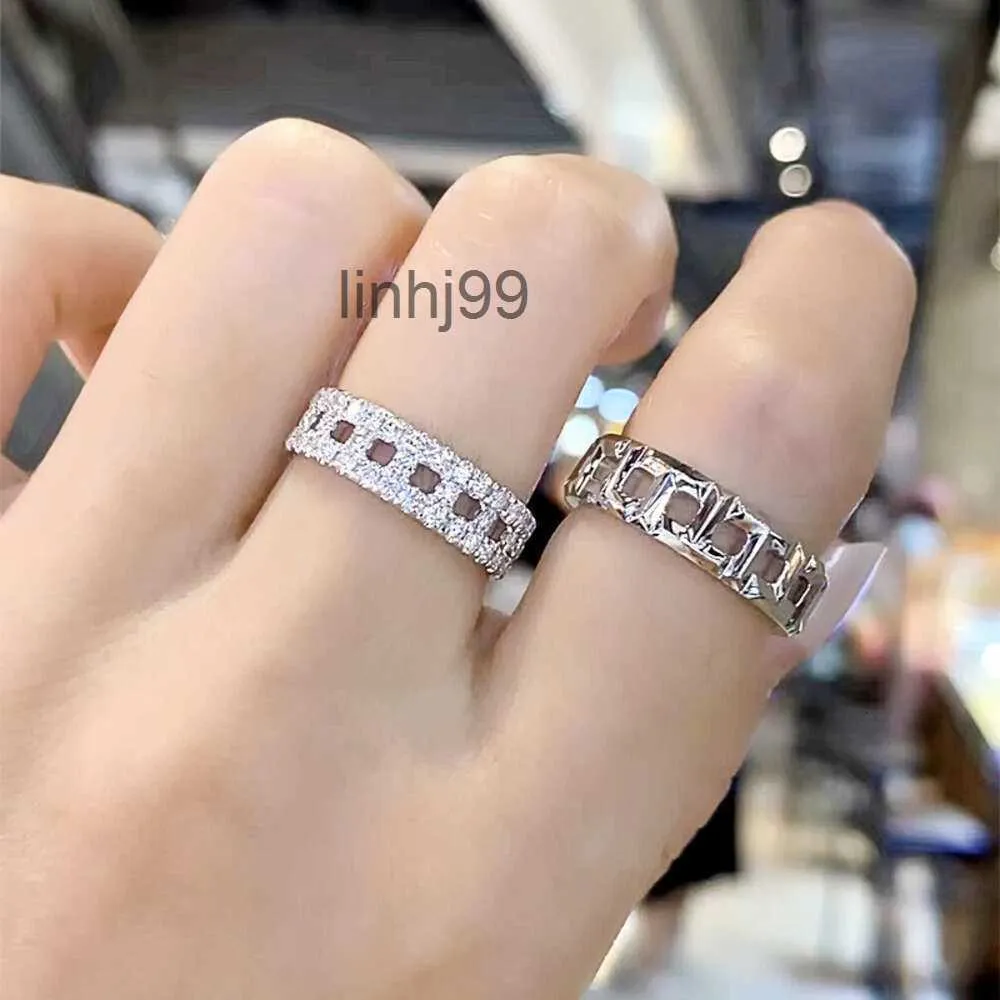 Band Rings Tiffanyitys Jewelry t Rose Gold Hollow Female Geometric Full Diamond Plain Ring Couple9wf2THGGQARQ