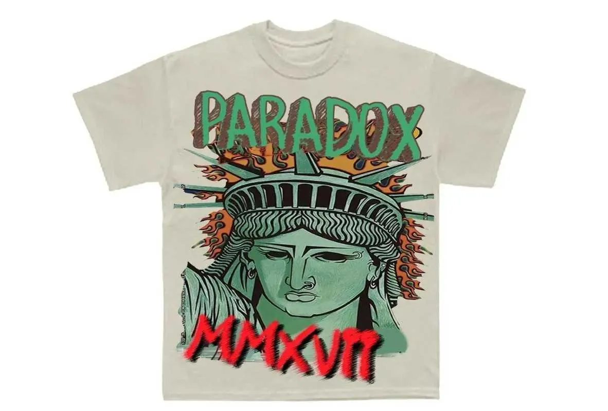 Erkek Tişörtler Amerikan Retro Street Liberty Baskı Kısa Kollu T-Shirt Y2K Goth Harajuku Moda Çift Sıradan Gevşek Büyük Boyut Üst J240120