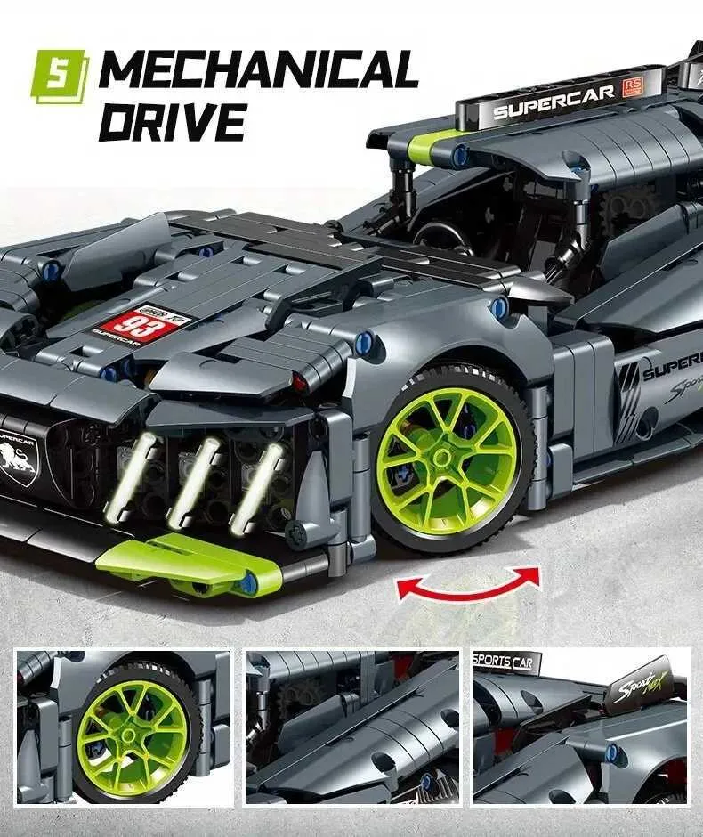 Blocks City Technical Racing Car Toy 1:14 Scale Super Speed Sport ...