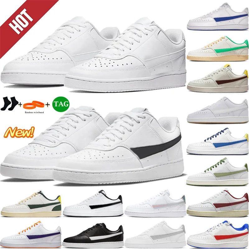 Nowe designerskie buty dla mężczyzn Vision 1 Niski potrójne biały żagiel Pro zielony czarny złoty fioletowy opalizujący metal srebrna gra Royal Mens Casual Sneakers Treakers