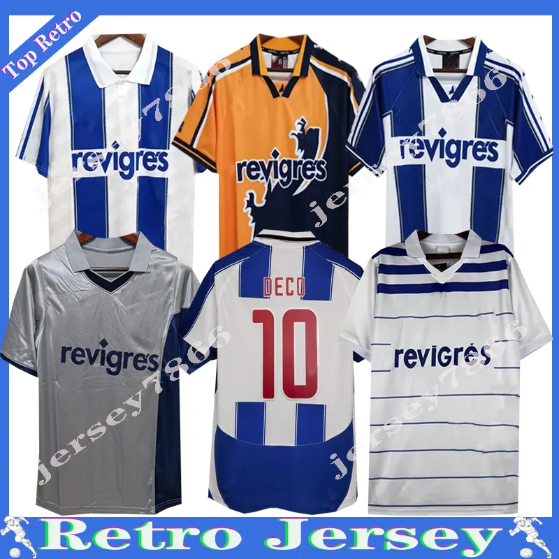 94 95 97 99 Portos Retro Soccer Jerseys 01 03 04 Coupe Finale à domicile Hommes Kits Déco Bleu Jaune Classique Uniforme McCARTHY DERLEI Finales Vintage Football Shirt