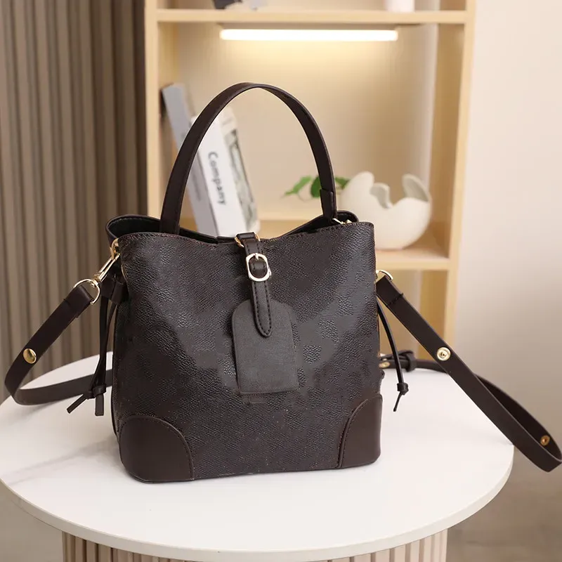Designer luxury diagonal soft leather bucket bag women`s fashion complete with one shoulder bag fashion handbag