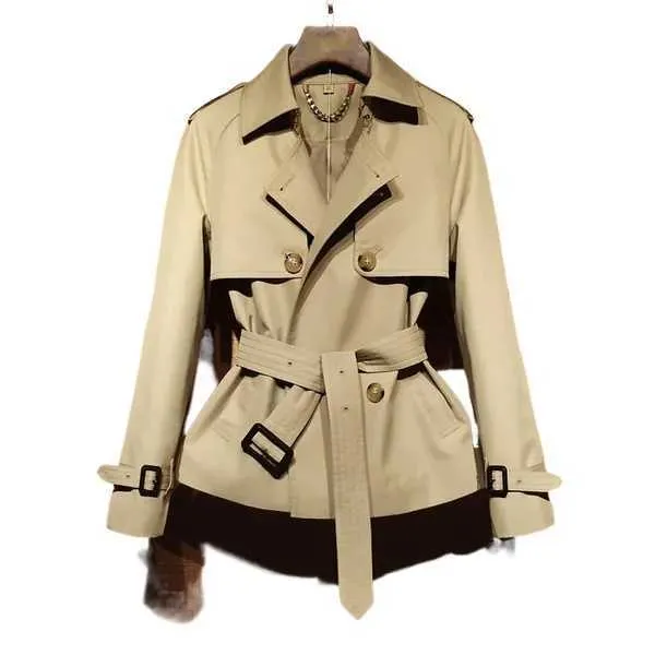 Women Trench Jackets Coats Oryginalny moda klasyczny brytyjski styl beżowy tkaninowy top swobodny z paskiem odzież wierzchnią 1T1RB
