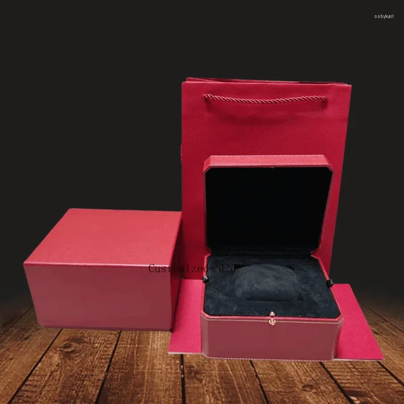 Коробки для часов на заказ, высококачественная красная коробка с бумажной карточкой и сумкой для лучших роскошных часов, чехол, держатель для наручных часов, дисплей
