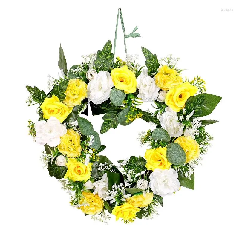 Decorative Flowers Dog Wreath Idyllic Heart Shaped Floral Rose Artificial Garland Door For Home Wedding Valentine's Day Decoration