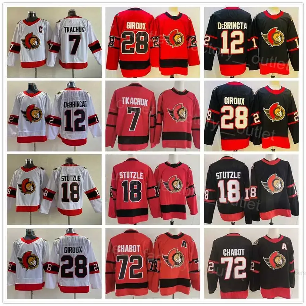 CUSTOM Ottawa''senators''men Hockey Jersey Reverse Retro Blank 7 Brady Tkachuk 72 Thomas Chabot 18 Tim Stutzle 12 Alex Debrincat 28 Claude G