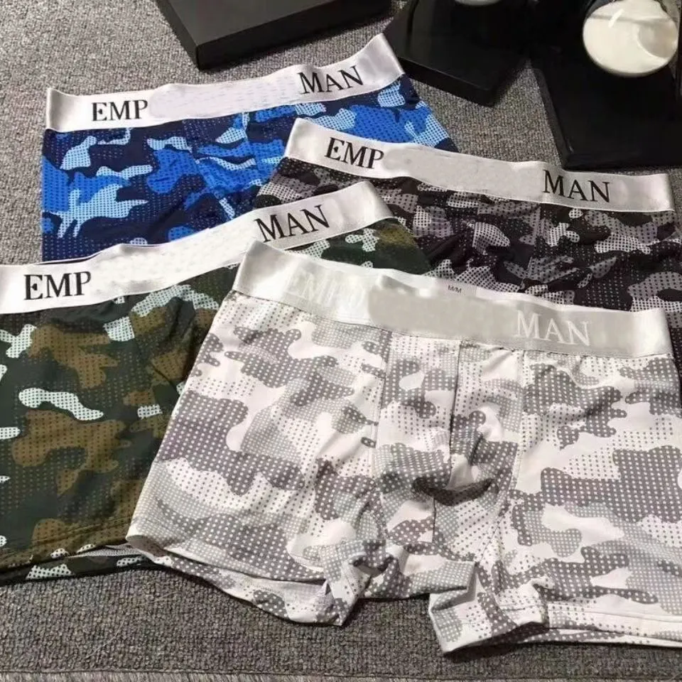 Sexy Boxer Hommes Sous-vêtements Camouflage Lingerie Mince Culotte Confortable Respirant Boxers Sous-vêtements médias post gratuit Designer Apparel