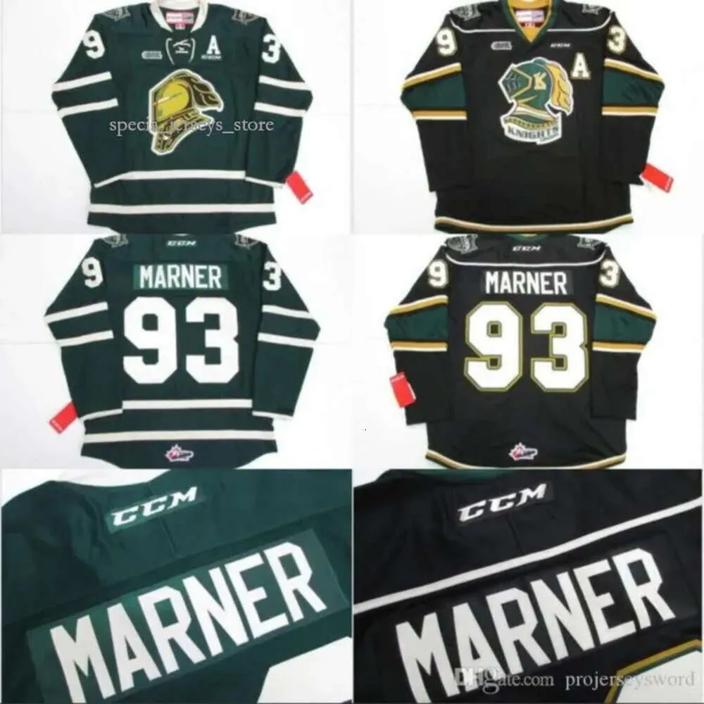 # 93 Maglia OHL London Knights CCM Premer 7185 Mitch Marner Uomo 100% Ed Ricamo Maglie da hockey su ghiaccio Verde 4324 6427 7611