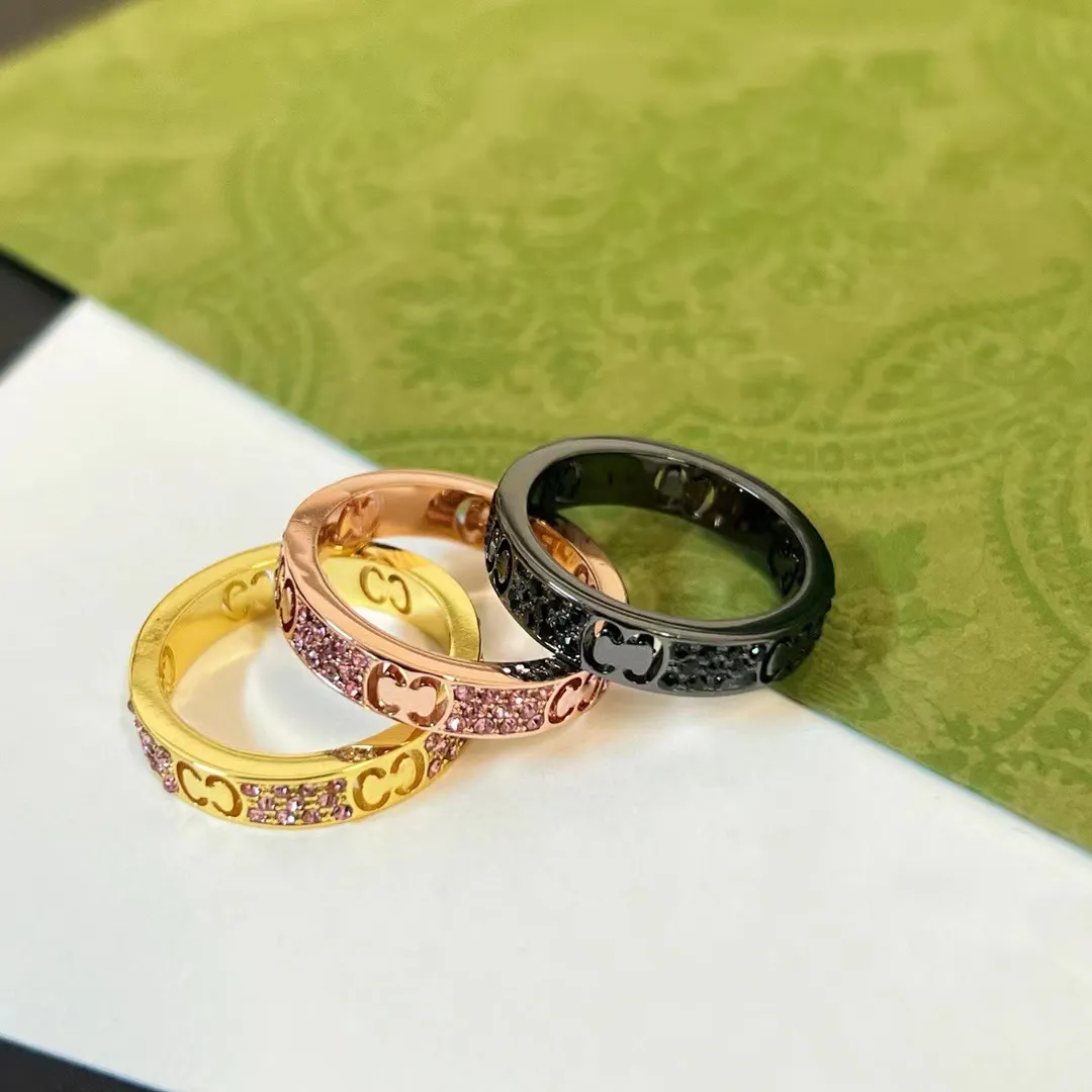 Projektant mody 18K Gold Diamond Pierścień luksusowy projektantka Pierścień Sliver Trend moda klasyczna biżuteria para stylów rocznicowy prezent ślubny Prezenty