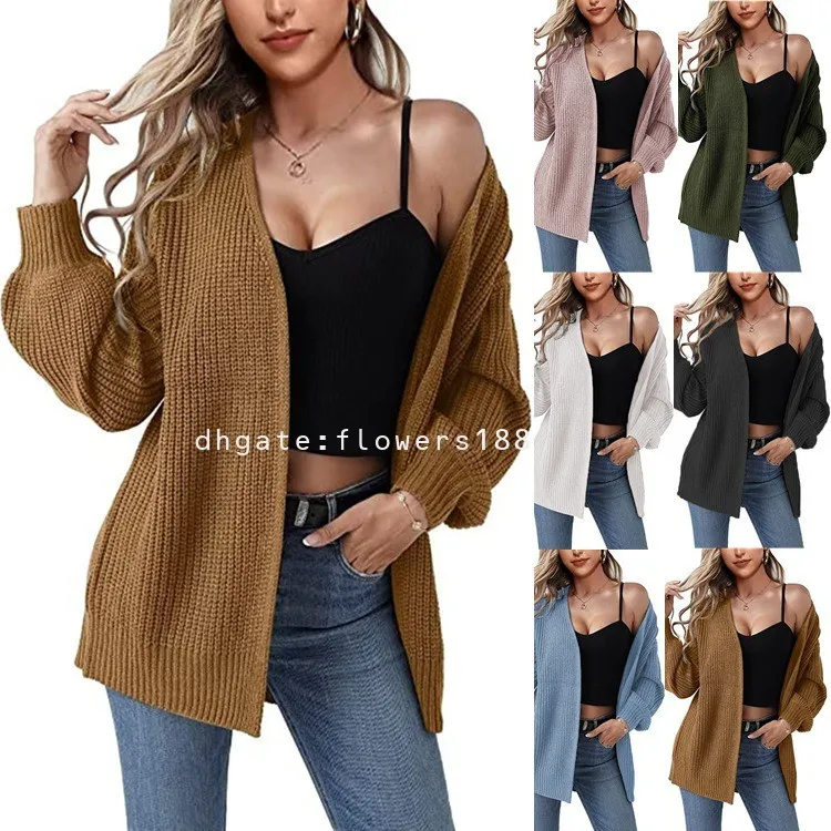 Pulls pour femmes 2024 Cardigan à manches longues à manches longues pour femmes Cardigan Extra Large Pull en tricot épais Femmes