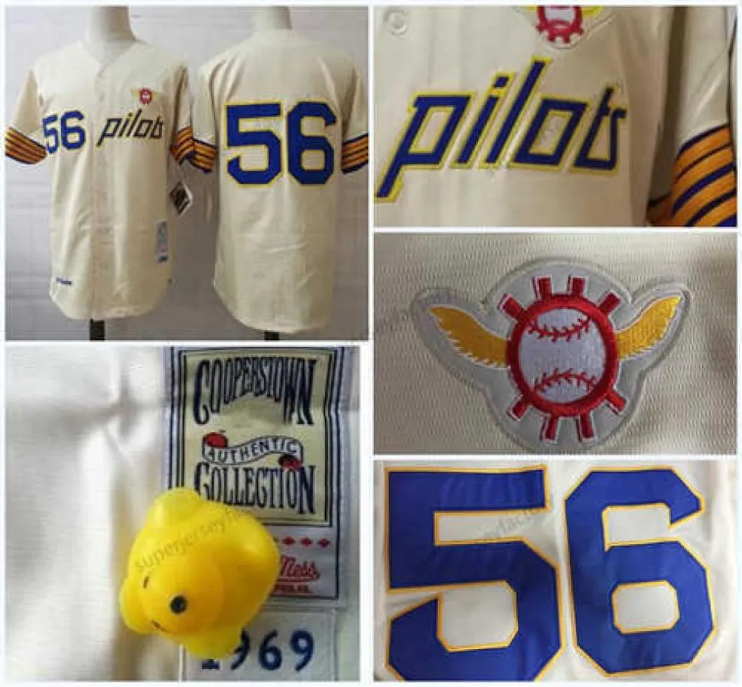 2017 Retro Teams Outlet Seattle Pilots 56 Jim Bouton Shirt 1969 Throwback Mens Baseball Jerseys Shirt Sydd toppkvalitet SXXXL8561698