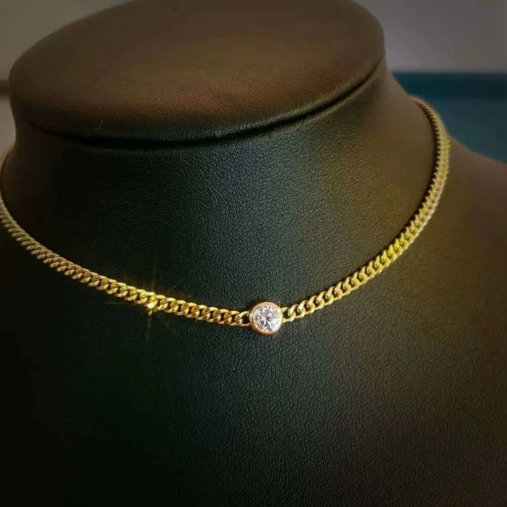 Moda wisiorek t Solidna biżuteria Kobiety Naturalny diament 0,3ct prawdziwy złoty łańcuch Link Hurtowy