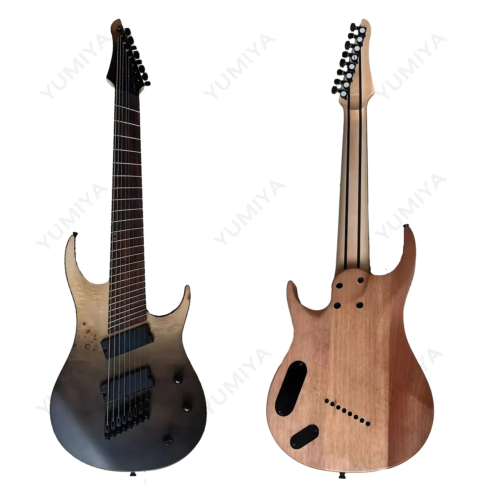 Chitarra elettrica a 8 corde con tasti smazzati Generation Pro, realizzata a mano, con acciaio inossidabile, top in acero trapuntato