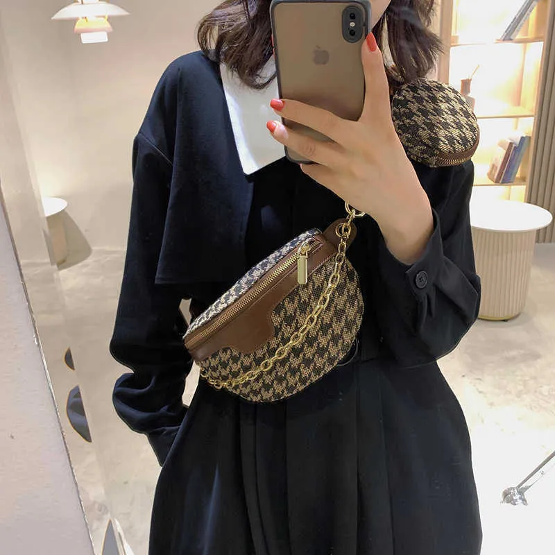 leisure Waist Bags Small Bag Women's Instagram Casual New Fashion Autumn and Winter Popular Broadband Crossbody Chain Chest