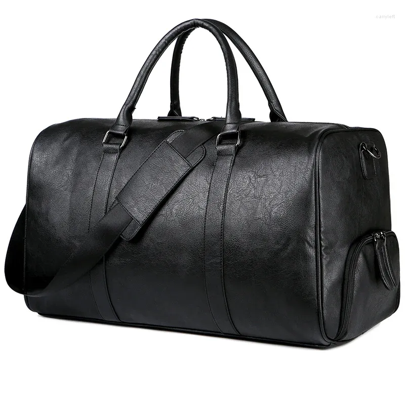 Sacs Duffel Sac de voyage en cuir pour hommes rétro fourre-tout extérieur grande capacité épaule simple ascenseur oblique position de chaussure sac à main de fitness