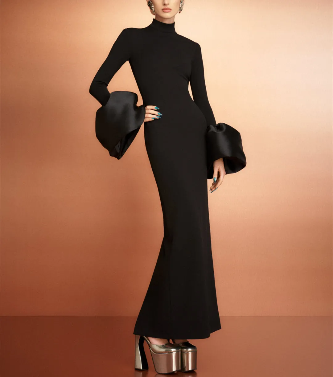 Elegant Black Long Sleeve Timeless Maxi Dress Elegant Black Long Sleeve Timeless Maxi Dress