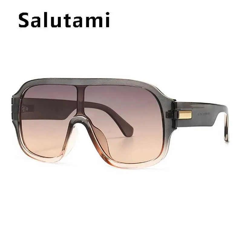 Sonnenbrille 2020 Luxusmarke Sonnenbrillen für Männer Vintage One Piece Shield Farbverlaufsrahmen Sonnenbrille Frauen Chic Übergröße Grau Blautöne YQ240120