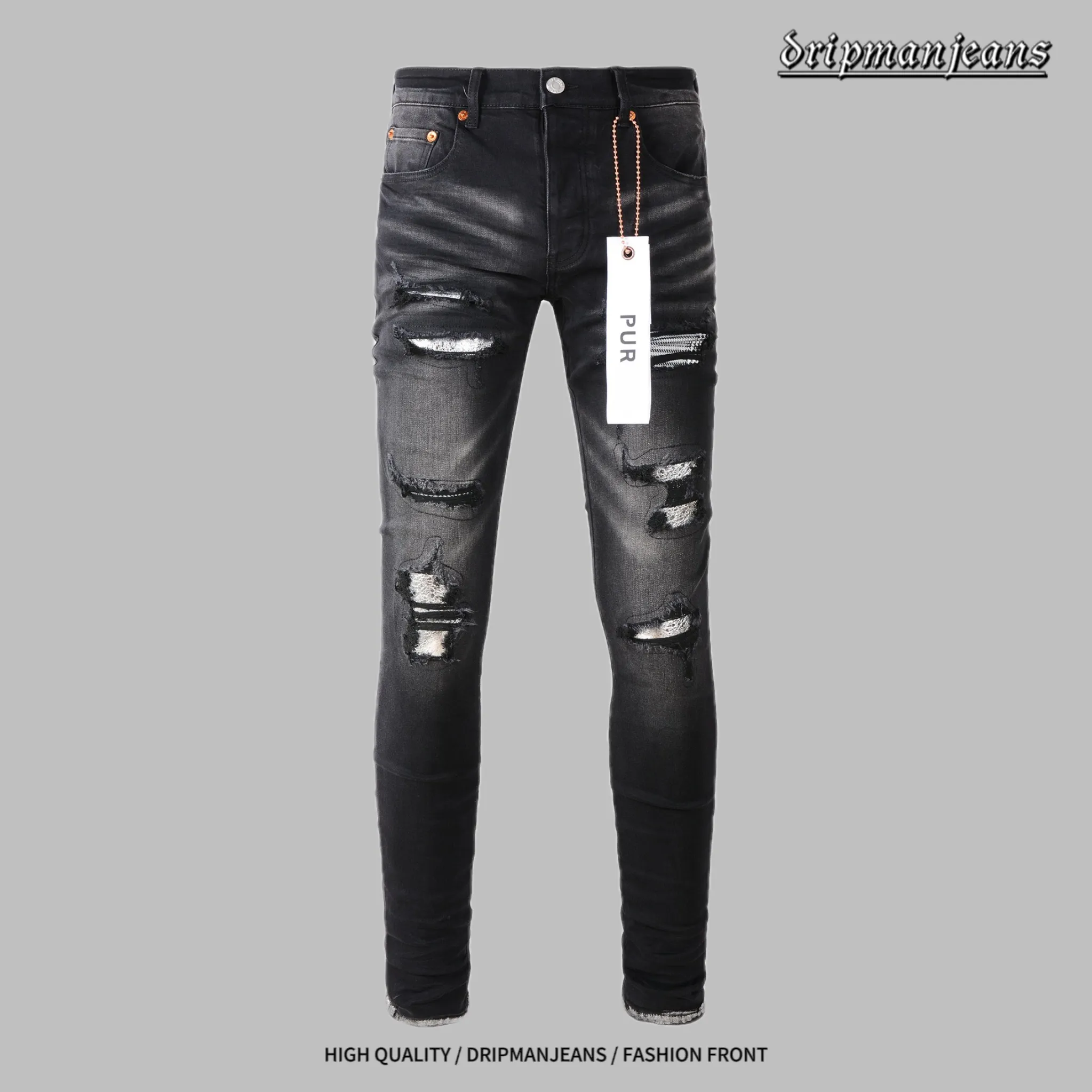 Lila Designer-Jeans für Herren – trendige Styles, gestapelte Baggy-Jeans, zerrissene und schmale gerade Hosen – modische europäische Streetwear