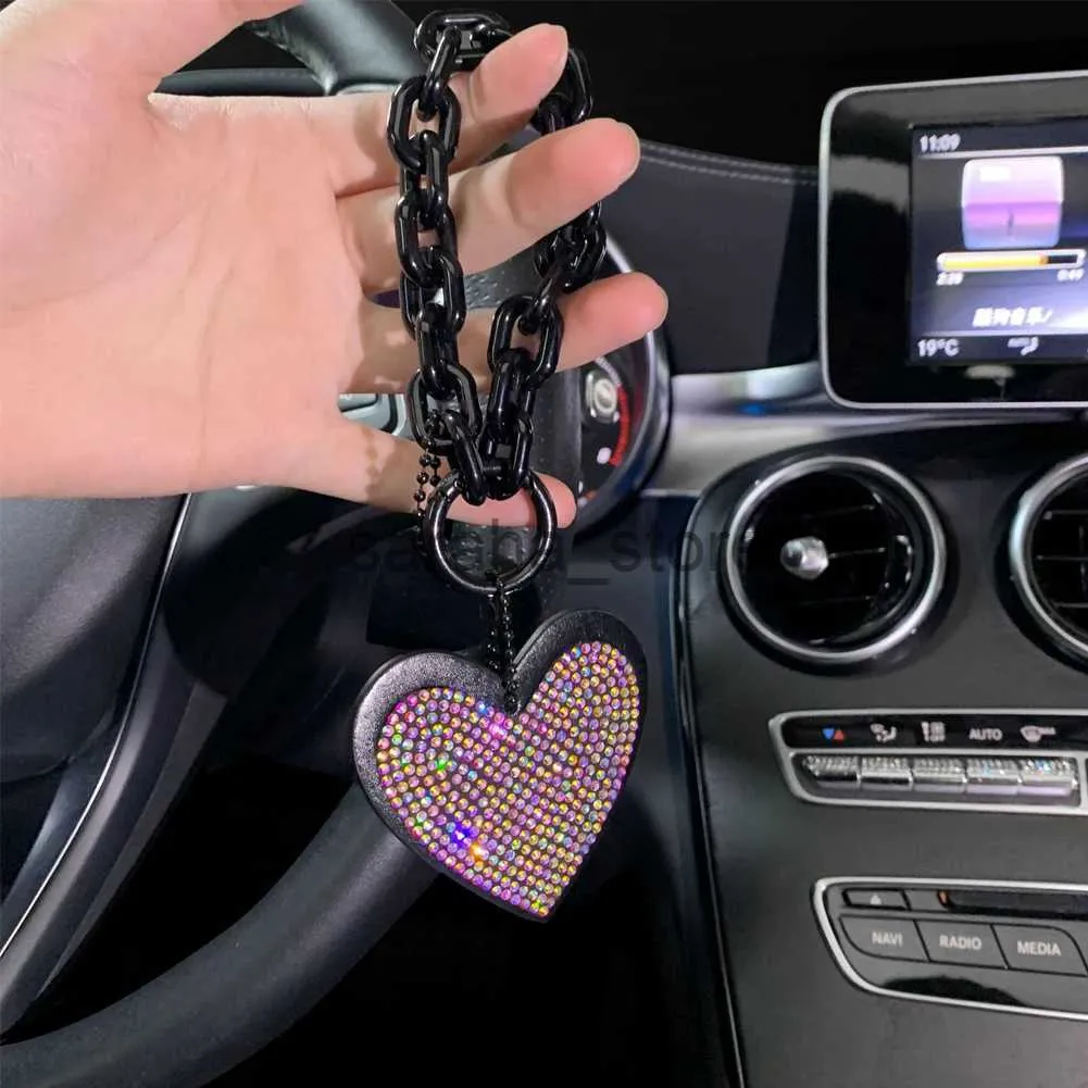 Key Rings Rhinestone Love Diamond-encrusted Car Key Chain Pendant Microfiber Leather Keychain BlAuto StylCar Accessories for Woman J240120