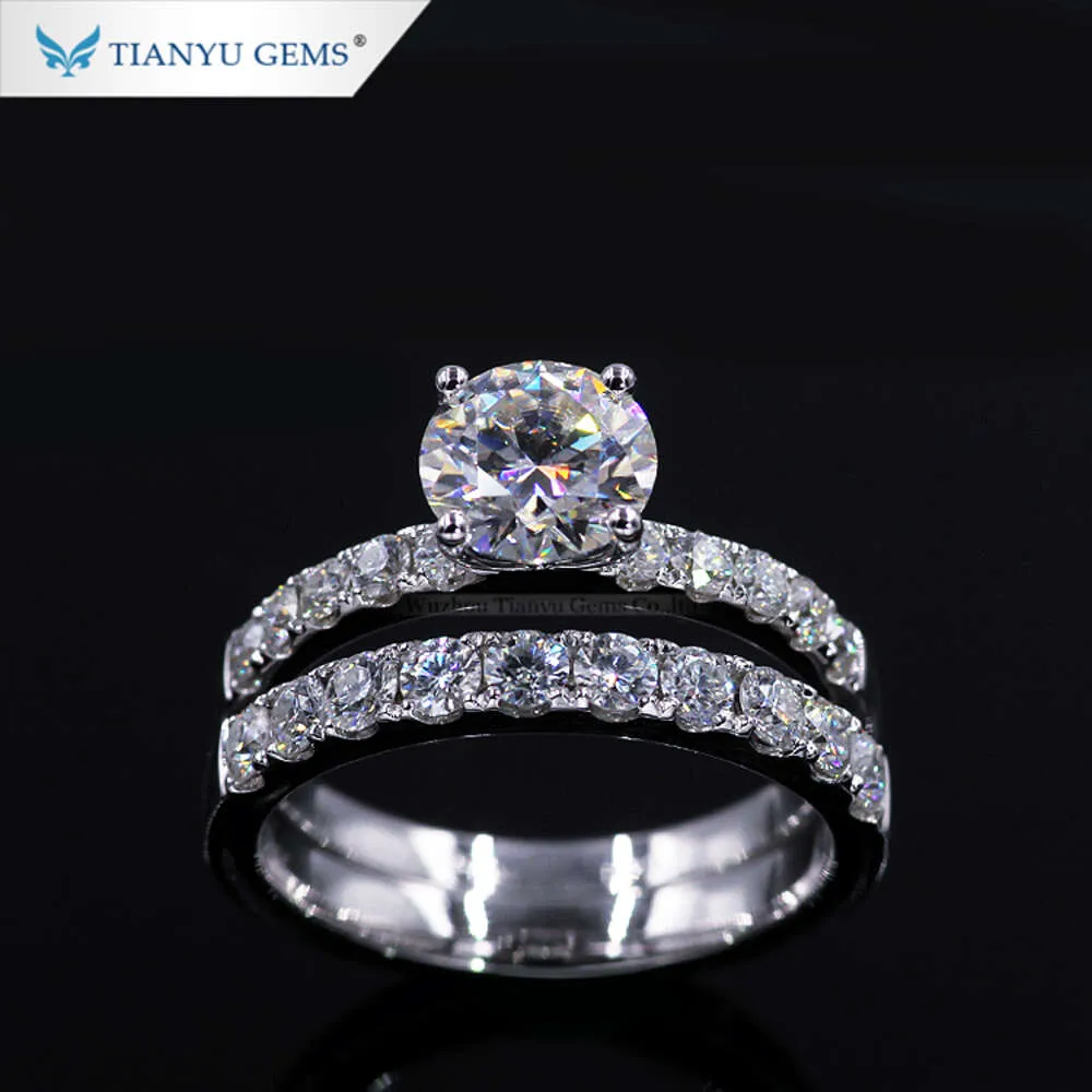 Tianyu Gems 1,25 ct FGH Cvd/Hpht Lab Diamant 14 K/massives Weißgold Verlobungsringe Set Schmuck