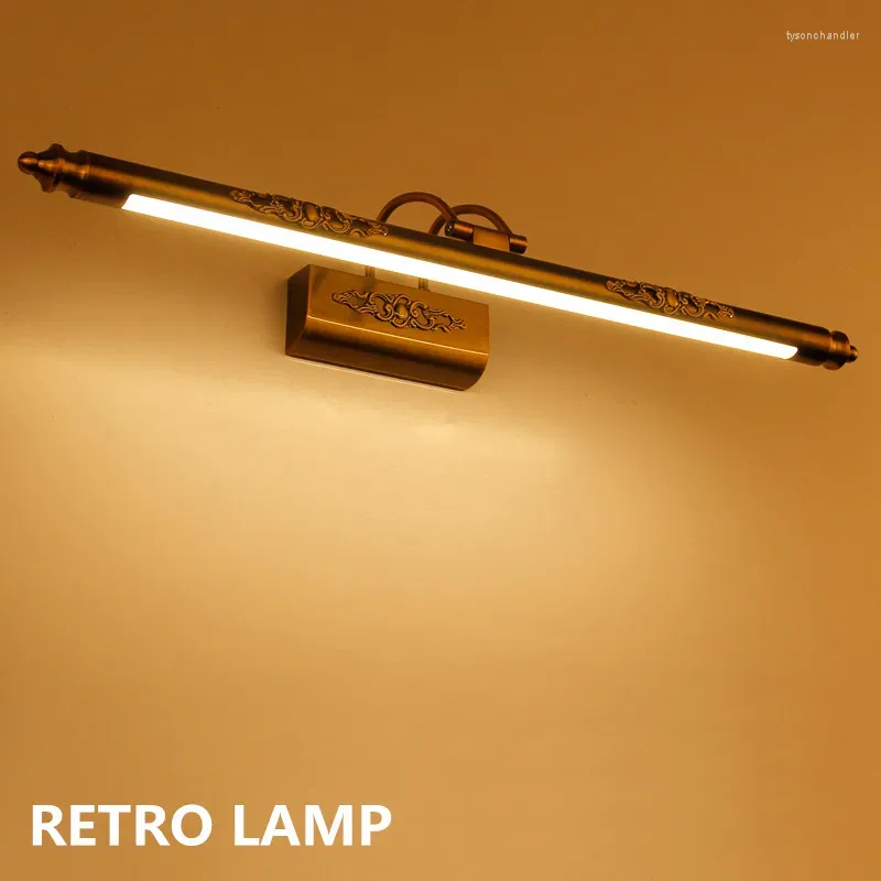 Wandlampen LED-spiegelkoplamp in Europese stijl Vochtbestendige toiletlamp Amerikaanse retro schommelarm gesneden kast en Lan