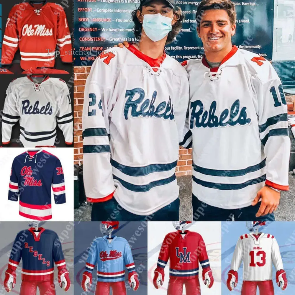 Ole Miss Hockey Jersey Eli Manning Antony Patrinos Cameron Parent Conor Huie Bryce Campo Aiden Lean Marcus Eldredge Kurt Lindhorst Luke G 1781