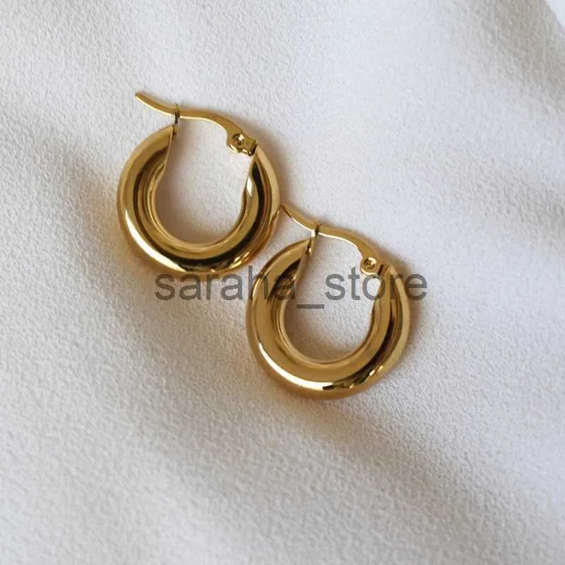 Серьги-гвоздики из нержавеющей стали 316L с блестящим лаком, массивные серьги-кольца для женщин, женские минималистичные круглые позолоченные серьги J240120