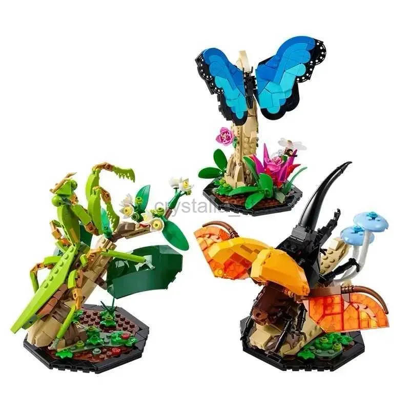 Blocs la collection d'insectes compatibles 21342 blocs de construction mante chinoise Hercules coléoptères constructeur bleu Morpho papillon briques 240120