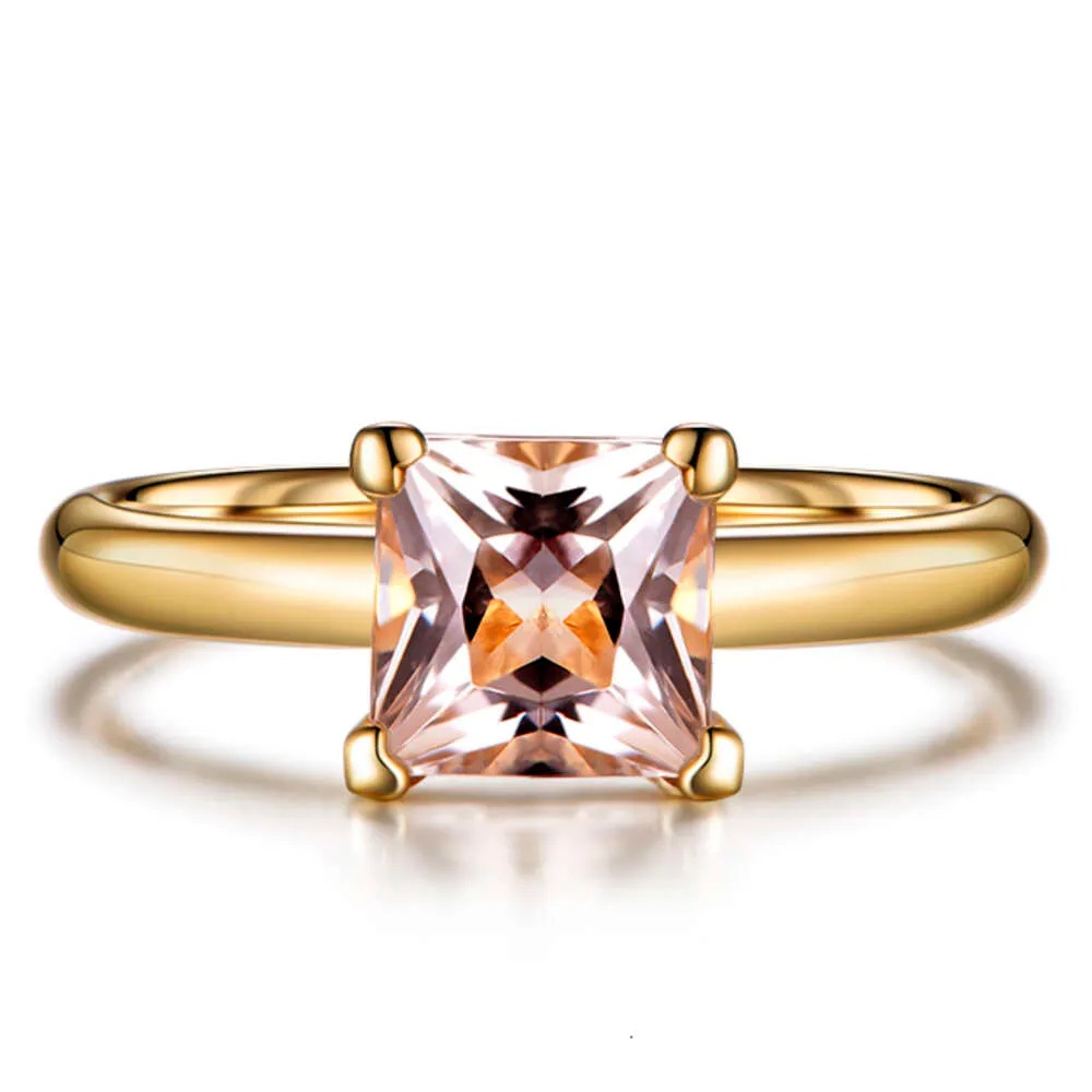 Miglior prezzo Gioielli alla moda Oro giallo puro Gioielli da sposa per donna Anelli di fidanzamento con diamanti naturali in morganite