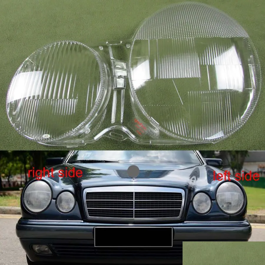 Bilstrålkastare för 1995-2003 -Benz W210 E200 E240 E260 E280 Strålkastare ER Transparent skal Huvudlampa Lampskärm Glasslins Drop Delivery OT64S