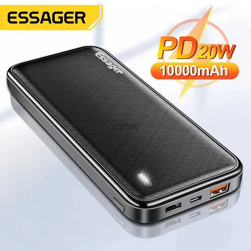 Cell Phone Power Banks Essager 10000mAh Slim Power Bank Portable External Battery Charger 10000 mAh Dual USB LED Powerbank For Poverbank