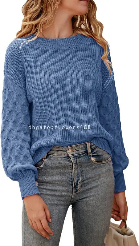 여자 스웨이터 여자 2024 겨울 풀오버 스웨터 캐주얼 긴 소매 크루 넥 느슨한 청키 니트 점퍼 탑 블라우스