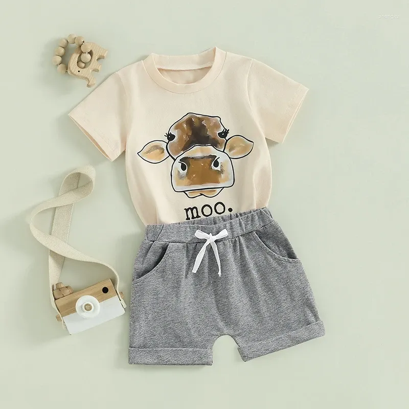 Set di abbigliamento per bambini abiti da bambino estivo abiti estivi occidentali per campagna per campagne maglietta da jogger cortometraggi retrò 2 pezzi casual outfit