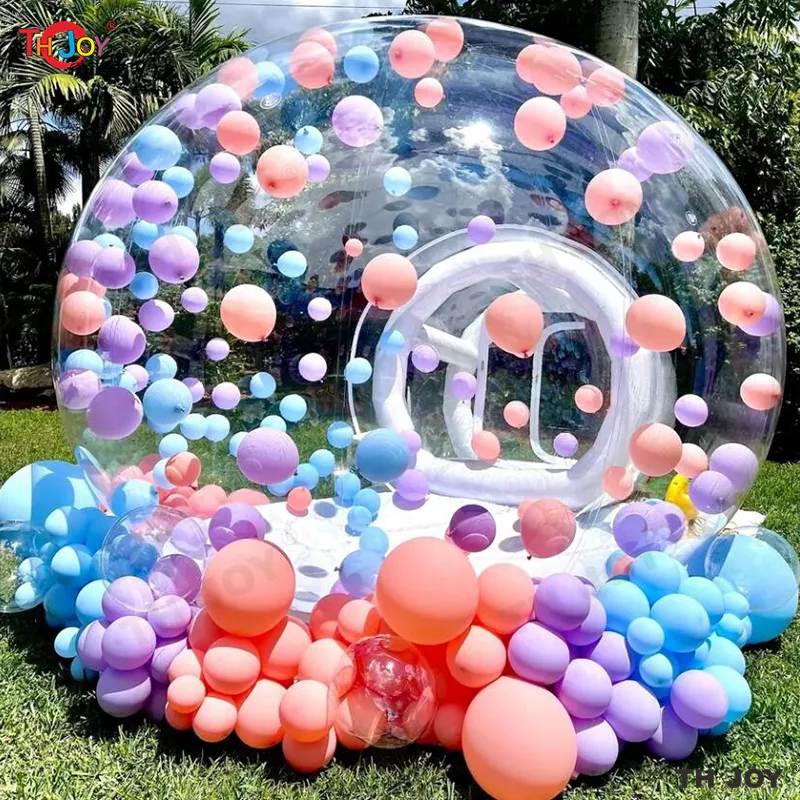 Outdoor Games & Activities 5m Long Kids Party Transparent Inflatable Bubble Ball Igloo Dome Tent With Balloons White Bubble House For Outdoor Party Events